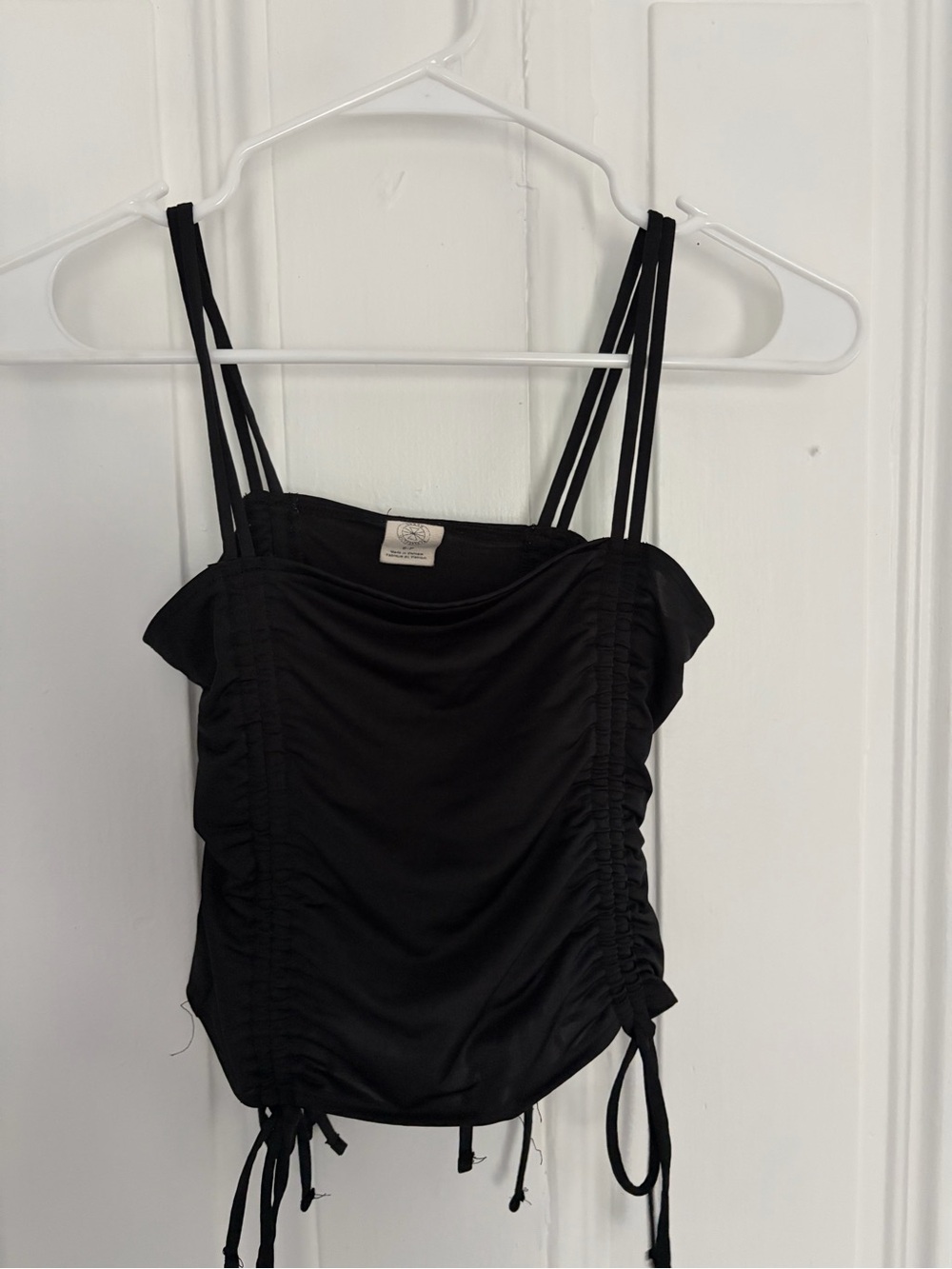 Urban Outfitters Black Double-Strap Ruched Camisole